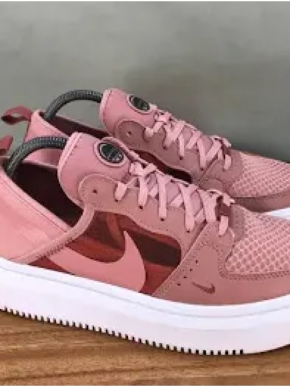 Nike Court Womens Alta Basketball Pink Low-Top Sneakers with White Sole Comfy